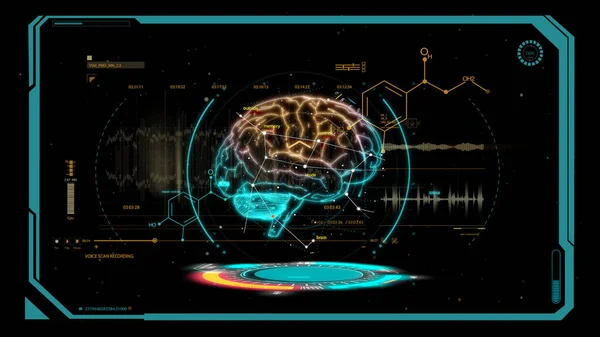 Сканування Мозку Інформації Про Дані Графічна Голограма Візуалізацією Футуристичній Концепції — стокове фото