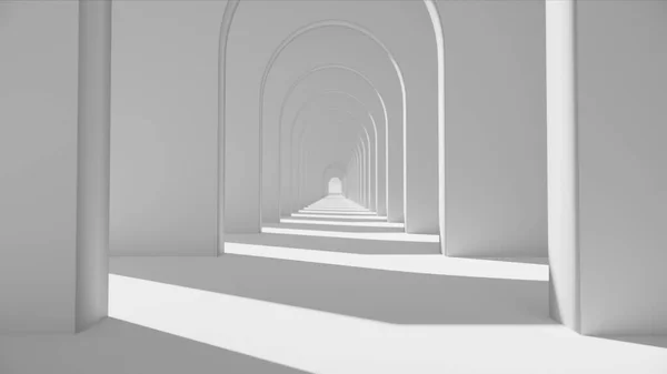Bogentür Tunnel Hartes Licht Und Schatten Weiße Farbe Mit Rendering — Stockfoto