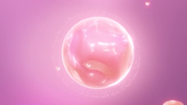 Бульбашковий Вітамінний Колаген Падає Рожевого Шкіряного Яча Рендерингом — стокове відео