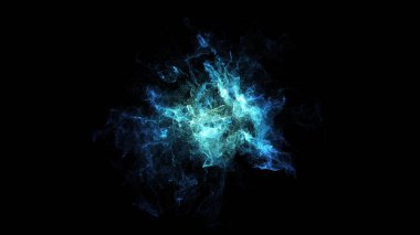 Küre top alanında 3D görüntülemeli mavi elektrik plazma parlaması.