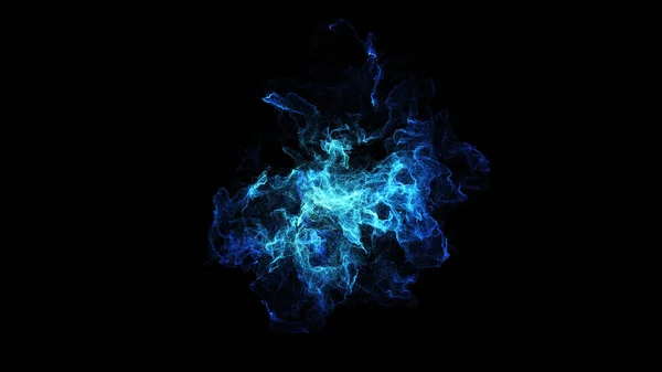 Плазма Синьої Енергії Поширюється Навколо Центру Ефектом Рендеринга Моделювання Частинок Стокове Зображення