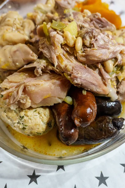 Ingredients Cocido Madrileo Pig Feet Black Pudding Chorizo Bacon Chicken — Stockfoto