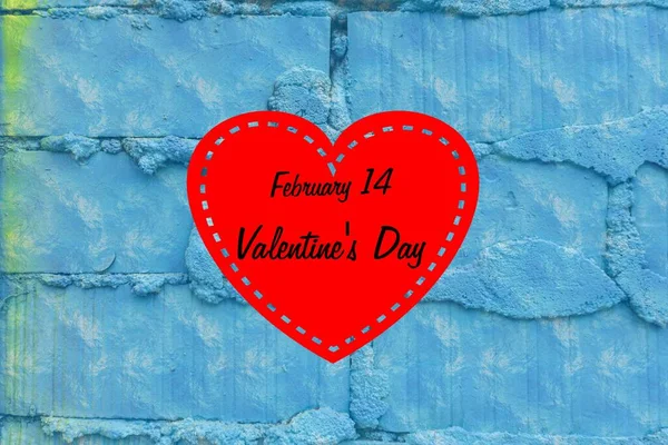 Rustieke Bakstenen Muur Met Valentijnsdag Teken Februari — Stockfoto