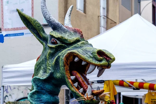 Drac Dragon Correfoc Spanish Correfuegos Popolare Evento Culturale Spagnolo Con — Foto Stock