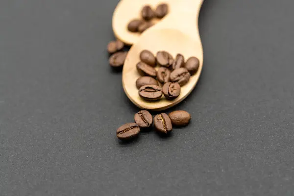 Wooden Spoon Organic Roasted Coffee Beans Ready Grind Consume — Photo