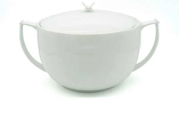 White Container Serving Soup Vegetables Table Tureen — Stock Fotó