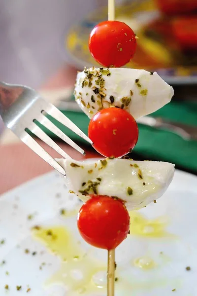 Ensalada Caprese Ensalada Italiana Específicamente Capri Compuesta Rodajas Tomate Mozzarella — Foto de Stock