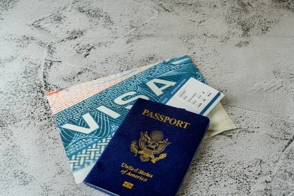 Amerikaans Paspoort Instapkaart Reisklaar Visum — Stockfoto