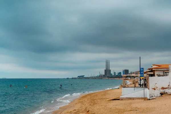 Badalona Hiszpania Września 2022 Plaża Badalona Niedaleko Barcelony Hiszpania Trzy — Zdjęcie stockowe