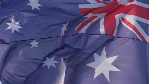 Nationale Australische Vlag Wapperend Wind — Stockvideo