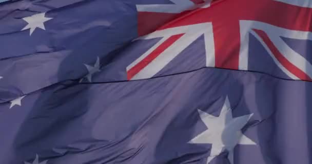 Nationale Australische Vlag Wapperend Wind — Stockvideo