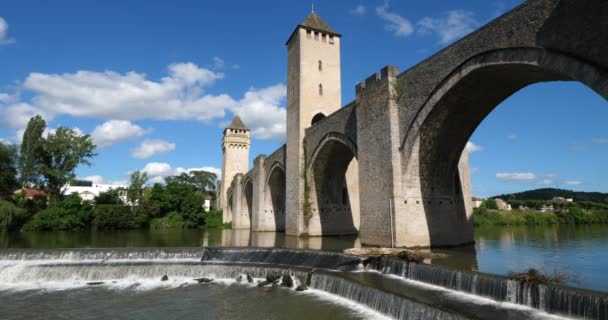 Pont Valentre Medievale Cahors Dipartimento Lot Occitano Francia — Video Stock