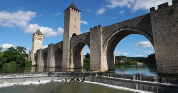 Средневековый Мост Валентр Кахор Департамент Окситан Франция — стоковое видео
