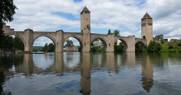 Középkori Pont Valentre Cahors Lot Megye Occitan Franciaország — Stock videók