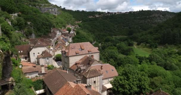 Средневековый Город Рокамадур Департамент Окситания Франция — стоковое видео