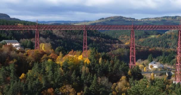 Garabit Viadukt Gebaut Von Gustave Eiffel Fluss Truyere Departement Cantal — Stockvideo