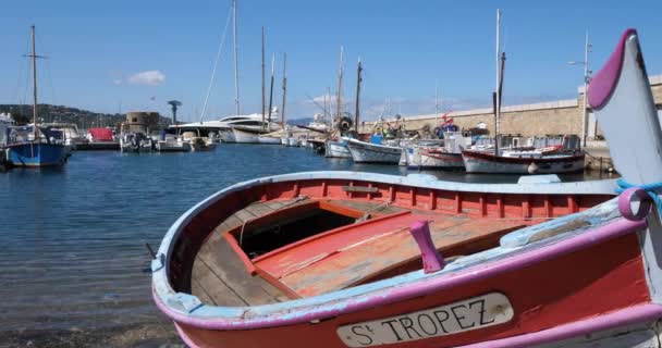 伝統的な漁船 サントロペ ヴァール部門 プロバンス フランス — ストック動画