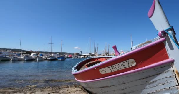 Barco Pesca Tradicional Saint Tropez Var Departamento Provenza Francia — Vídeo de stock