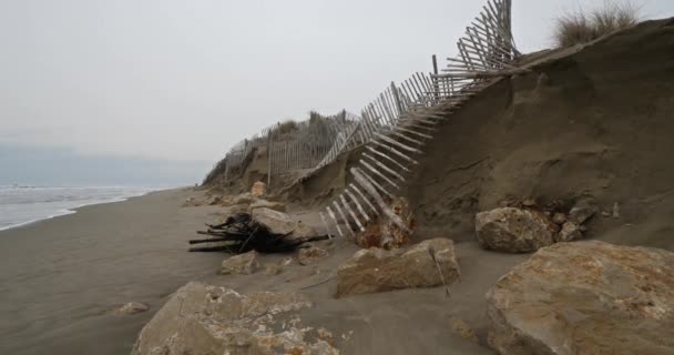 Eroziune Coastă Camargue Franța — Videoclip de stoc