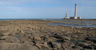 Gatteville le Phare 'deki deniz feneri, Cap de la Hague, Cotentin yarımadası, Fransa