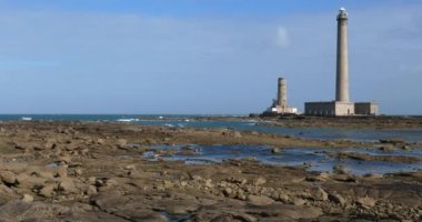 Gatteville le Phare 'deki deniz feneri, Cap de la Hague, Cotentin yarımadası, Fransa
