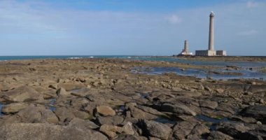 Gatteville le Phare 'deki deniz feneri, Cap de la Hague, Cotentin yarımadası, Fransa