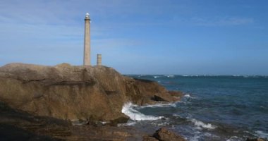 Gatteville le Phare 'deki deniz feneri, Cap de la Hague, Cotentin yarımadası, Fransa