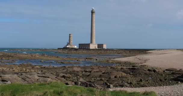 Lighthouse Gatteville Phare Cap Hague Cotentin Peninsula France — Stock Video