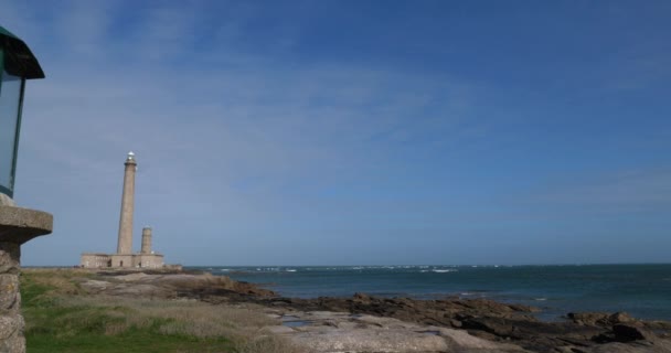 Gatteville Phare Deki Deniz Feneri Cap Hague Cotentin Yarımadası Fransa — Stok video
