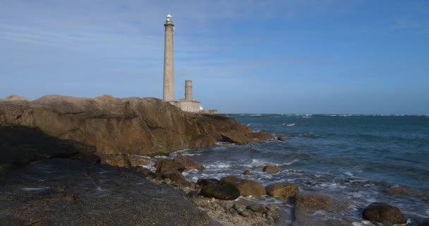 ガトヴィル フェアの灯台 キャップ ハーグ コタンタン半島 フランス — ストック動画