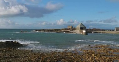 Goury 'deki deniz feneri, Cap de la Hague, Cotentin yarımadası, Fransa