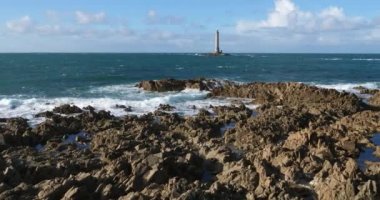 Goury 'deki deniz feneri, Cap de la Hague, Cotentin yarımadası, Fransa