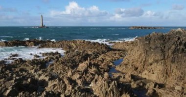 Goury 'deki deniz feneri, Cap de la Hague, Cotentin yarımadası, Fransa