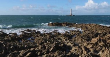 Goury 'deki deniz feneri, Cap de la Hague, Cotentin yarımadası, Fransa