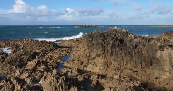 Vuurtoren Bij Goury Cap Hague Schiereiland Cotentin Frankrijk — Stockvideo