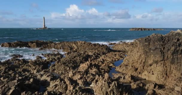 法国Cotentin半岛Cap Hague Goury灯塔 — 图库视频影像