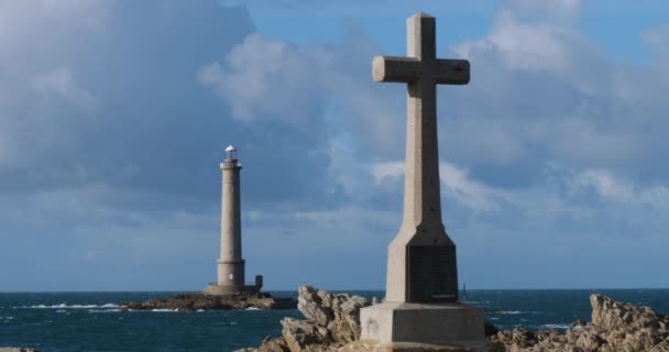 フランス コタンタン半島のゴリー島の灯台 — ストック動画