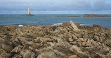 Goury 'deki deniz feneri, Cap de la Hague, Cotentin yarımadası, Fransa
