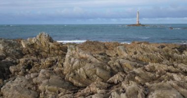 Goury 'deki deniz feneri, Cap de la Hague, Cotentin yarımadası, Fransa