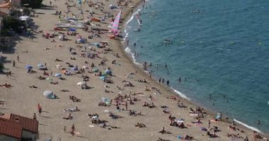Le Racou plajı, Argeles sur Mer, Pyrenees Orientales bölümü, Fransa.