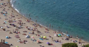 Le Racou plajı, Argeles sur Mer, Pyrenees Orientales bölümü, Fransa.