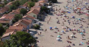 Le Racou plajı, Argeles sur Mer, Pyrenees Orientales bölümü, Fransa.