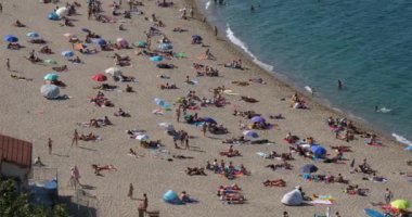 Le Racou plajı, Argeles sur Mer, Pyrenees Orientales bölümü, Fransa.