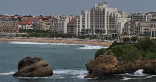 Biarritz Miramar Plajı Bask Ülkesi Fransa — Stok video