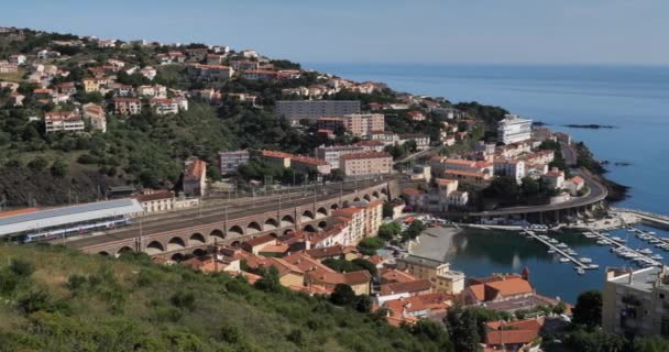 Visão Geral Cidade Cerbere Pyrenees Orientales France — Vídeo de Stock