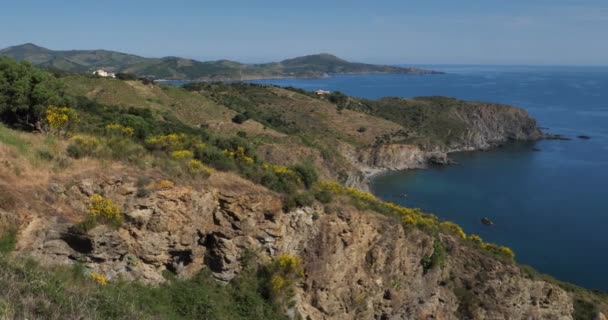 Tampa Rederis Entre Banyuls Sur Mer Cerbere Departamento Pyrenees Oriantales — Vídeo de Stock