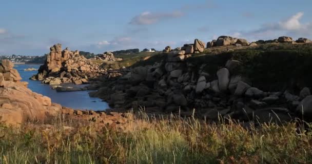 Pink Granite Coast Cotes Armor Department Brittany France — Stock Video