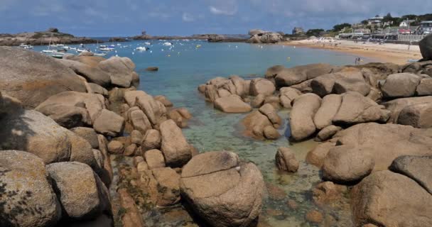Tregastel Die Rosa Granitküste Département Cotes Armor Bretagne Frankreich — Stockvideo