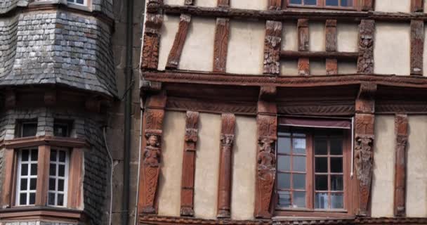 Lannion Παλιά Μεσαιωνικά Σπίτια Διαμέρισμα Cotes Armor Βρετάνη Στη Γαλλία — Αρχείο Βίντεο