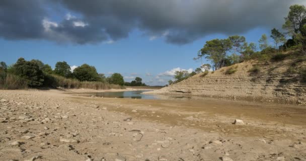 Lake Claret Zajištění Období Sucha Herault Oddělení Francie — Stock video